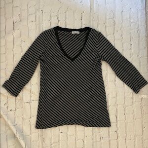 Anatomie Black and Gray Striped Top